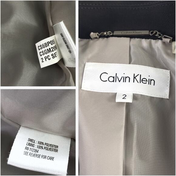 Calvin Klein Chocolate Brown Structured Blazer Pantsuit Sz 2 - Picture 4 of 13